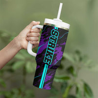 Strike Bowling Graphic Tumbler With Handle with Purple Black Marble Texture and Custom Team Name - Wonder Print Shop