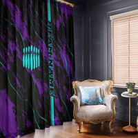 Strike Bowling Graphic Window Curtain with Purple Black Marble Texture and Custom Team Name - Wonder Print Shop