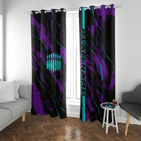 Strike Bowling Graphic Window Curtain with Purple Black Marble Texture and Custom Team Name - Wonder Print Shop