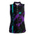 Strike Bowling Graphic Women Sleeveless Polo Shirt with Purple Black Marble Texture and Custom Team Name - Wonder Print Shop
