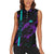 Strike Bowling Graphic Women Sleeveless Polo Shirt with Purple Black Marble Texture and Custom Team Name - Wonder Print Shop