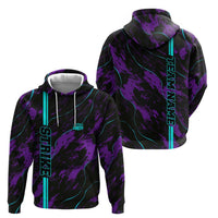 Strike Bowling Graphic Zip Hoodie with Purple Black Marble Texture and Custom Team Name - Wonder Print Shop