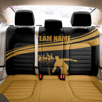 Bowling Player Silhouette Back Car Seat Cover with Gold Strike Motion and Custom Team Name Design - Wonder Print Shop
