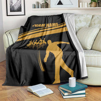 Bowling Player Silhouette Blanket with Gold Strike Motion and Custom Team Name Design - Wonder Print Shop