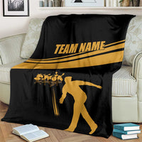 Bowling Player Silhouette Blanket with Gold Strike Motion and Custom Team Name Design - Wonder Print Shop