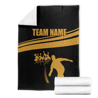 Bowling Player Silhouette Blanket with Gold Strike Motion and Custom Team Name Design - Wonder Print Shop