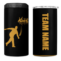 Bowling Player Silhouette 4 in 1 Can Cooler Tumbler with Gold Strike Motion and Custom Team Name Design - Wonder Print Shop