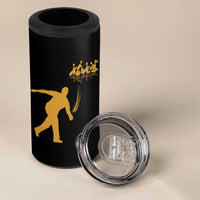 Bowling Player Silhouette 4 in 1 Can Cooler Tumbler with Gold Strike Motion and Custom Team Name Design - Wonder Print Shop