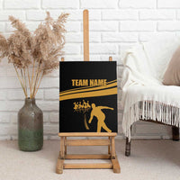 Bowling Player Silhouette Canvas Wall Art with Gold Strike Motion and Custom Team Name Design - Wonder Print Shop