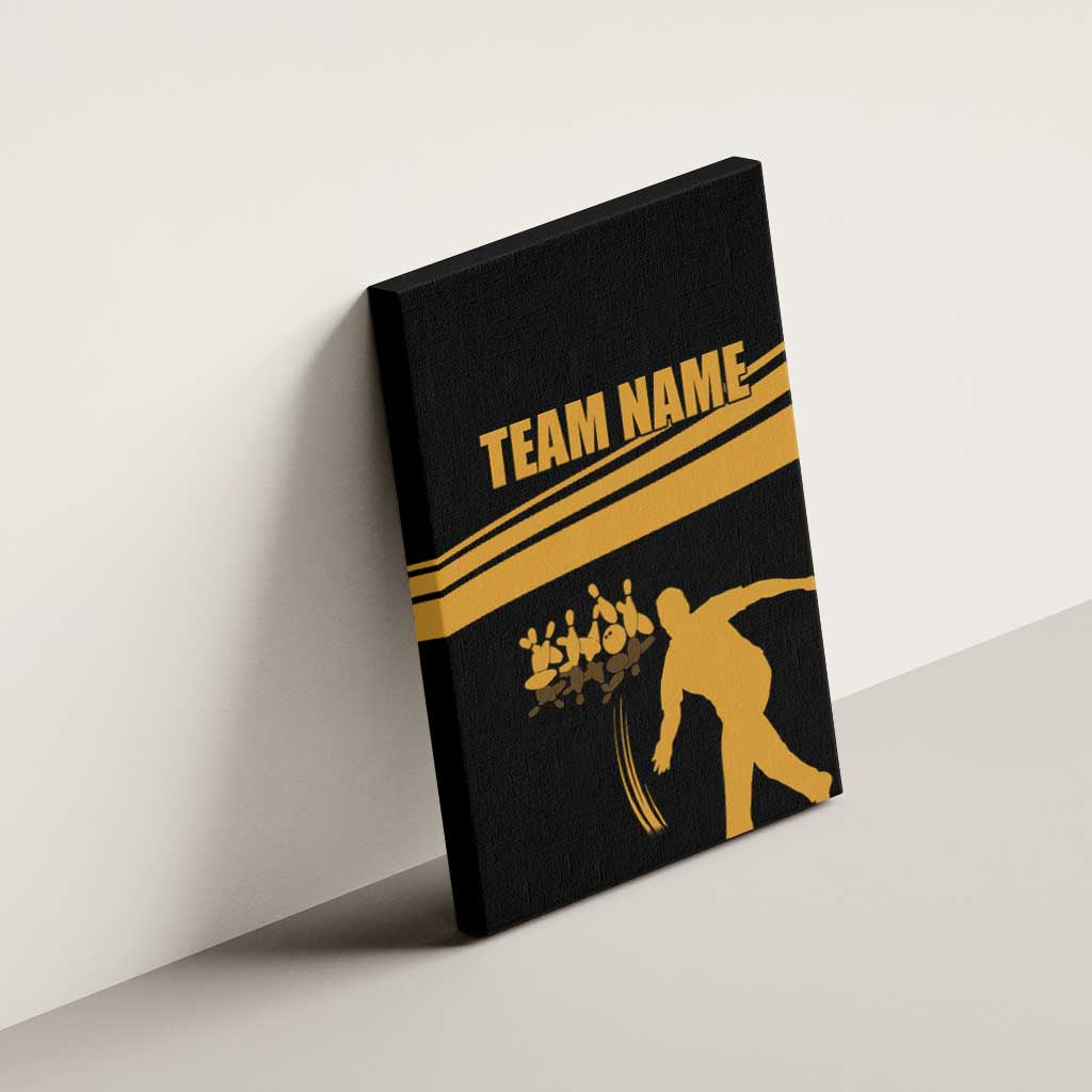 Bowling Player Silhouette Canvas Wall Art with Gold Strike Motion and Custom Team Name Design - Wonder Print Shop