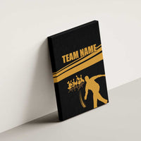 Bowling Player Silhouette Canvas Wall Art with Gold Strike Motion and Custom Team Name Design - Wonder Print Shop