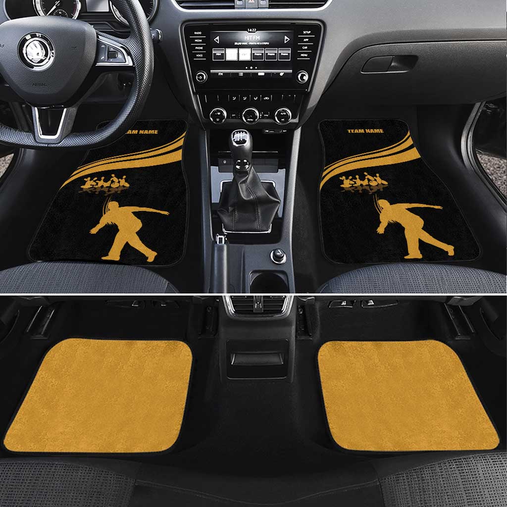 Bowling Player Silhouette Car Mats with Gold Strike Motion and Custom Team Name Design - Wonder Print Shop