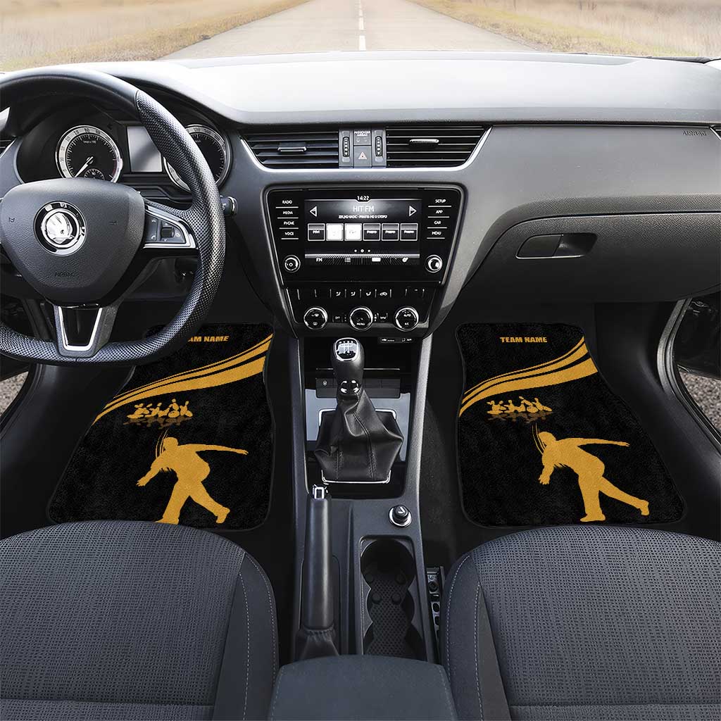 Bowling Player Silhouette Car Mats with Gold Strike Motion and Custom Team Name Design - Wonder Print Shop