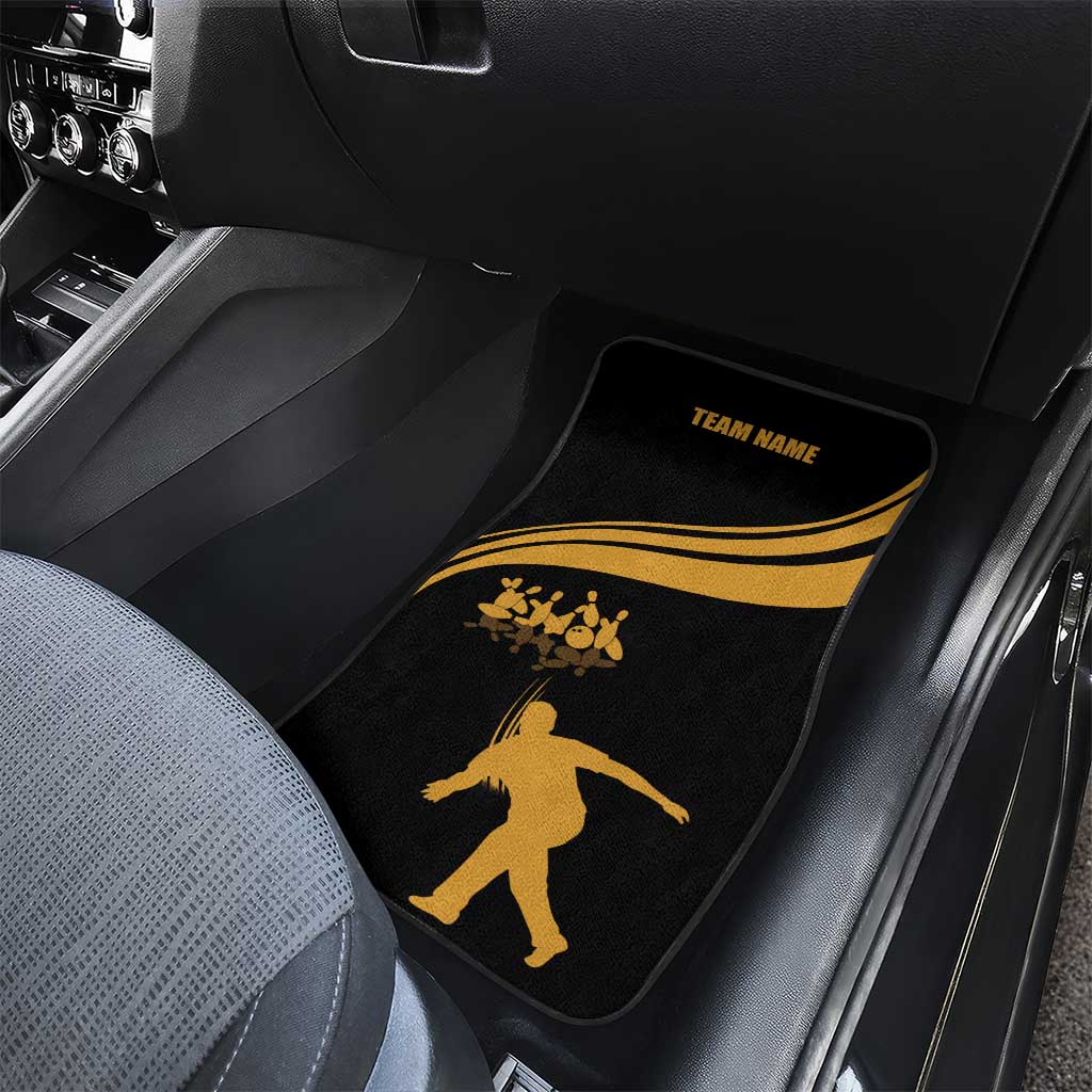 Bowling Player Silhouette Car Mats with Gold Strike Motion and Custom Team Name Design - Wonder Print Shop