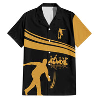 Bowling Player Silhouette Family Matching Mermaid Dress and Hawaiian Shirt with Gold Strike Motion and Custom Team Name Design - Wonder Print Shop