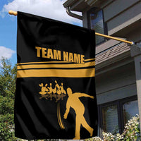 Bowling Player Silhouette Garden Flag with Gold Strike Motion and Custom Team Name Design - Wonder Print Shop