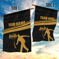 Bowling Player Silhouette Garden Flag with Gold Strike Motion and Custom Team Name Design - Wonder Print Shop