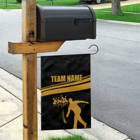 Bowling Player Silhouette Garden Flag with Gold Strike Motion and Custom Team Name Design - Wonder Print Shop