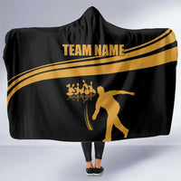 Bowling Player Silhouette Hooded Blanket with Gold Strike Motion and Custom Team Name Design - Wonder Print Shop