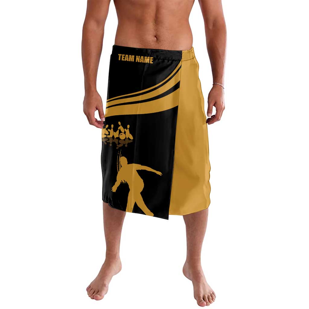 Bowling Player Silhouette Lavalava with Gold Strike Motion and Custom Team Name Design - Wonder Print Shop