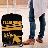 Bowling Player Silhouette Luggage Cover with Gold Strike Motion and Custom Team Name Design - Wonder Print Shop