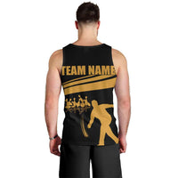 Bowling Player Silhouette Men Tank Top with Gold Strike Motion and Custom Team Name Design - Wonder Print Shop