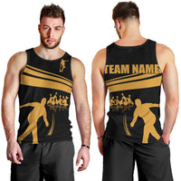 Bowling Player Silhouette Men Tank Top with Gold Strike Motion and Custom Team Name Design - Wonder Print Shop