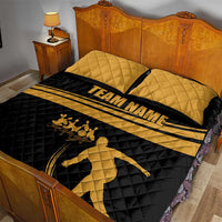 Bowling Player Silhouette Quilt Bed Set with Gold Strike Motion and Custom Team Name Design - Wonder Print Shop