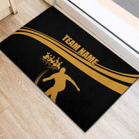 Bowling Player Silhouette Rubber Doormat with Gold Strike Motion and Custom Team Name Design - Wonder Print Shop