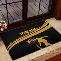 Bowling Player Silhouette Rubber Doormat with Gold Strike Motion and Custom Team Name Design - Wonder Print Shop