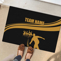 Bowling Player Silhouette Rubber Doormat with Gold Strike Motion and Custom Team Name Design - Wonder Print Shop