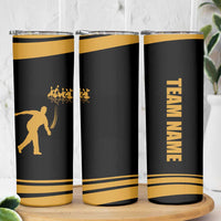 Bowling Player Silhouette Skinny Tumbler with Gold Strike Motion and Custom Team Name Design - Wonder Print Shop