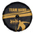 Bowling Player Silhouette Spare Tire Cover with Gold Strike Motion and Custom Team Name Design - Wonder Print Shop