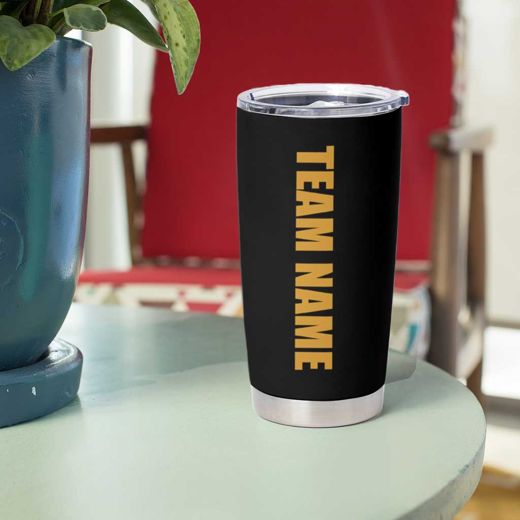 Bowling Player Silhouette Tumbler Cup with Gold Strike Motion and Custom Team Name Design - Wonder Print Shop