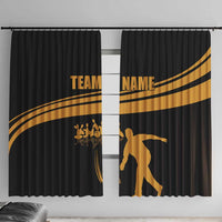 Bowling Player Silhouette Window Curtain with Gold Strike Motion and Custom Team Name Design - Wonder Print Shop