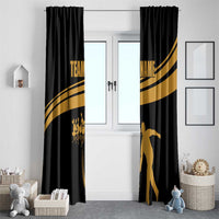 Bowling Player Silhouette Window Curtain with Gold Strike Motion and Custom Team Name Design - Wonder Print Shop