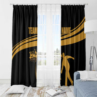 Bowling Player Silhouette Window Curtain with Gold Strike Motion and Custom Team Name Design - Wonder Print Shop