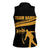 Bowling Player Silhouette Women Sleeveless Polo Shirt with Gold Strike Motion and Custom Team Name Design - Wonder Print Shop
