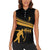 Bowling Player Silhouette Women Sleeveless Polo Shirt with Gold Strike Motion and Custom Team Name Design - Wonder Print Shop
