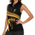 Bowling Player Silhouette Women Sleeveless Polo Shirt with Gold Strike Motion and Custom Team Name Design - Wonder Print Shop