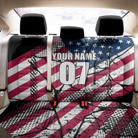 Motocross Rider Back Car Seat Cover with American Flag Grunge Pattern and Custom Name Number - Wonder Print Shop