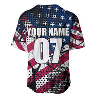 Motocross Rider Baseball Jersey with American Flag Grunge Pattern and Custom Name Number - Wonder Print Shop