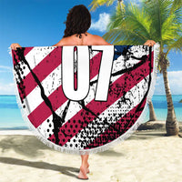 Motocross Rider Beach Blanket with American Flag Grunge Pattern and Custom Name Number - Wonder Print Shop