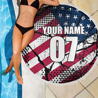 Motocross Rider Beach Blanket with American Flag Grunge Pattern and Custom Name Number - Wonder Print Shop
