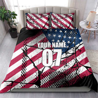Motocross Rider Bedding Set with American Flag Grunge Pattern and Custom Name Number - Wonder Print Shop