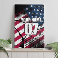 Motocross Rider Canvas Wall Art with American Flag Grunge Pattern and Custom Name Number - Wonder Print Shop
