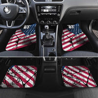 Motocross Rider Car Mats with American Flag Grunge Pattern and Custom Name Number - Wonder Print Shop
