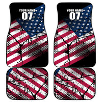 Motocross Rider Car Mats with American Flag Grunge Pattern and Custom Name Number - Wonder Print Shop