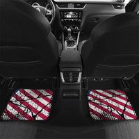 Motocross Rider Car Mats with American Flag Grunge Pattern and Custom Name Number - Wonder Print Shop