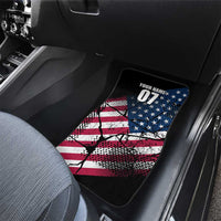 Motocross Rider Car Mats with American Flag Grunge Pattern and Custom Name Number - Wonder Print Shop